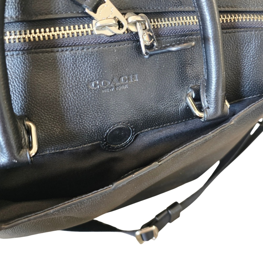 Coach Hamilton Briefcase Black Pebbled Leather Laptop Bag F72985 - Picture 9 of 13